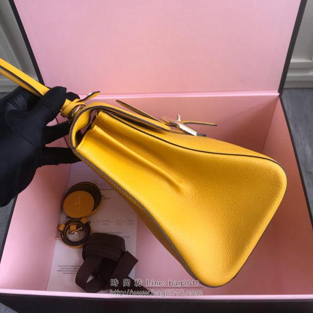 DELVAUX女包 2019春夏最新色 專櫃原廠皮 德爾沃女手提包 DV0020太陽黃 小號Delvaux單肩包  fcs1145